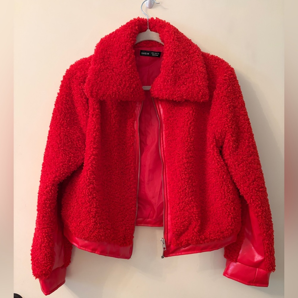 Vibrant Red Teddy Jacket